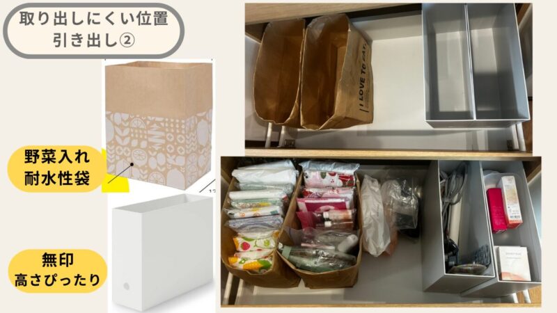 取り出しにくい位置の引き出し下段に収納しているアイテム